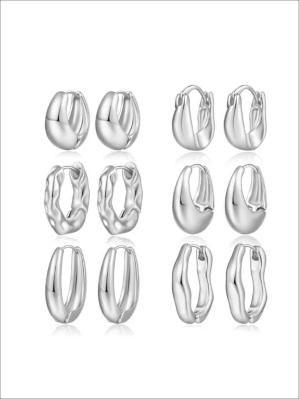 6 Pairs Gold Hoop Earrings Set 14K Gold Plated Huggie Chunky Women Jewelry Gift